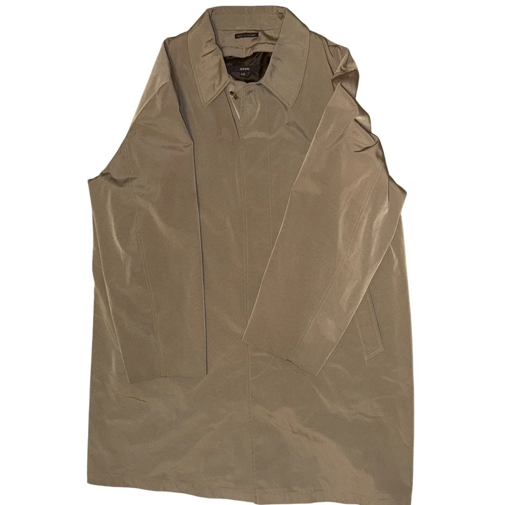 Alfani Mens Tan Lightweight‎ Full Zip Collared Trench Coat Jacket Size 44R